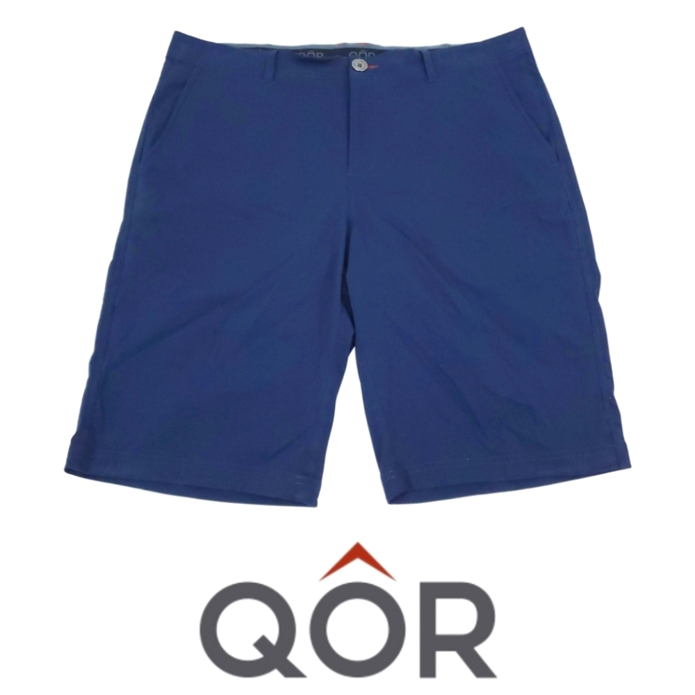 QOR Shorts Men Performance Blue Flat Front High Hiking Outdoor Active Size 36